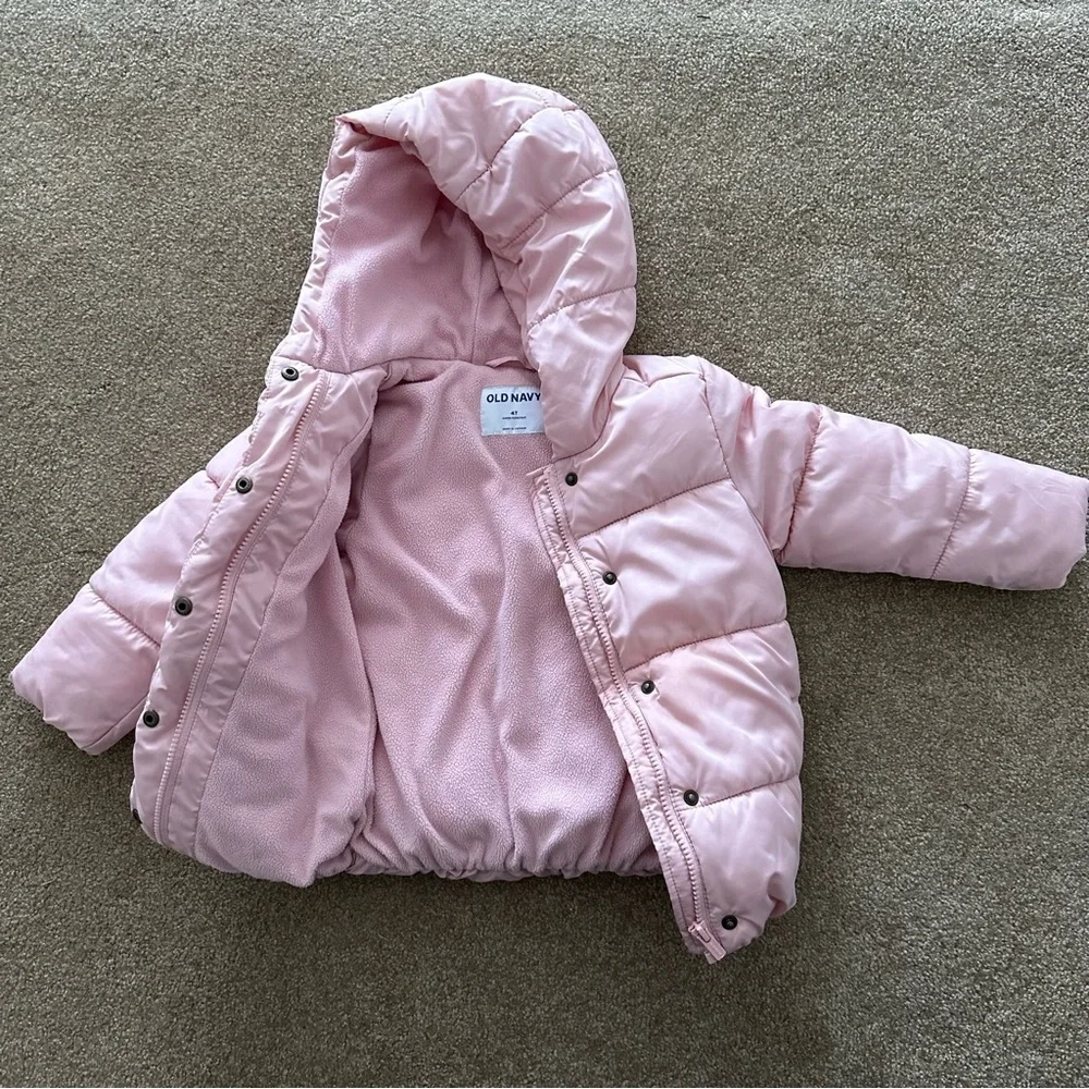 Old Navy Pink Puffer Fleece Lined Jacket - Picture 3 of 13